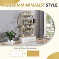 thumbnail image 6 of Furvclv 70.8 Inch Round 4 Tiers Bookcase Bookshelf, Display Shelf, 2 Drawers, Gold Frame Different Placement Ways, MDF Board, For Office Home Decoration, 6 of 9