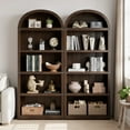 thumbnail image 6 of Arched Bookshelf, 70.9" Tall Arch Bookcase with Storage, 5-Tier Farmhouse Book Shelf, Modern Arched Cabinet, Wooden Bookshelf with Open Display Shelves for Living Room, Office, 6 of 9
