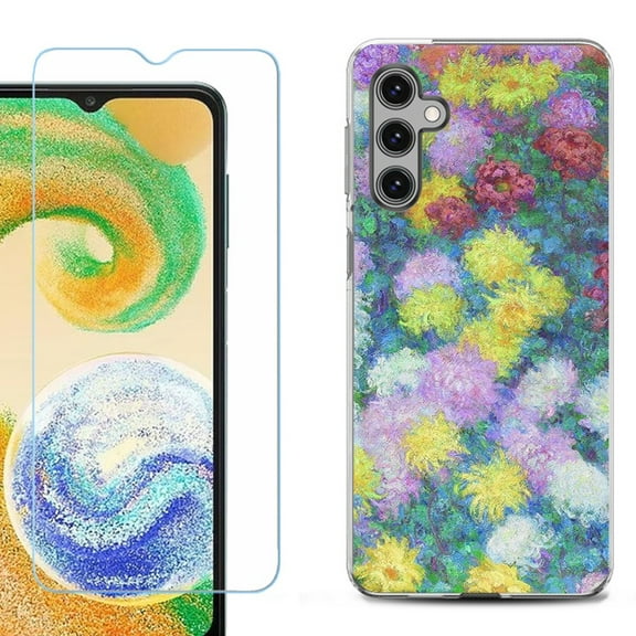 Shockproof Fashion Phone Case for Samsung Galaxy A13 5G, with Tempered Glass Screen Protector, by OneToughShield ® - Chrysanthemums