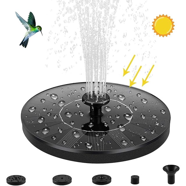 Solar Fountain with 1.5W Solar Panel, 6 Effects Solar Water Pump, Solar Water Pump for Garden Pond or Swimming Pools, Fish Tank, Swimming Pool
