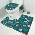 thumbnail image 2 of Dark Teal Christmas Village Pattern Bathroom Rugs Sets 3 Piece,Toilet Cover Set,Absorbent Non Slip Bathroom Mats Sets with U-Shaped Contour Rug Toilet Rug Set, 2 of 5