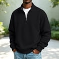 thumbnail image 2 of Liuinsasek Men's Stand-Collar Pullover Sweatshirt with Quarter Zipper Solid-Color Casual Long-Sleeve Winter Trendy Outfits, 2 of 10