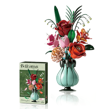 Remocguys Flower Bouquet Building Set with Vase Compatible with Lego Roses for Adults 566 Pcs