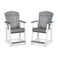 thumbnail image 4 of Benjara 24 Inch Counter Stool Armchair Set of 2, Outdoor Slatted, Gray, White, 4 of 5