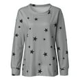 thumbnail image 4 of Sakmal Long Sleeve Ladies Tops Under $10 Gray Star Crew Neck Floral T-Shirts T Shirts for Women, 4 of 5