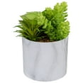 thumbnail image 3 of 6.5" Green Artificial Succulent Arrangement in Faux Marble Pot, 3 of 5