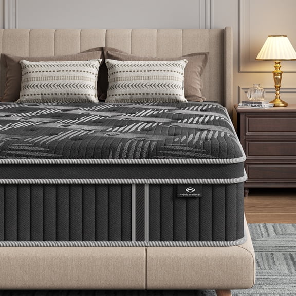 Queen Mattress, 12 Inch Queen Size Mattress, Queen Hybrid Mattress in a Box, Gel Memory Foam & Pocket Springs, Medium Firm, CertiPUR-US