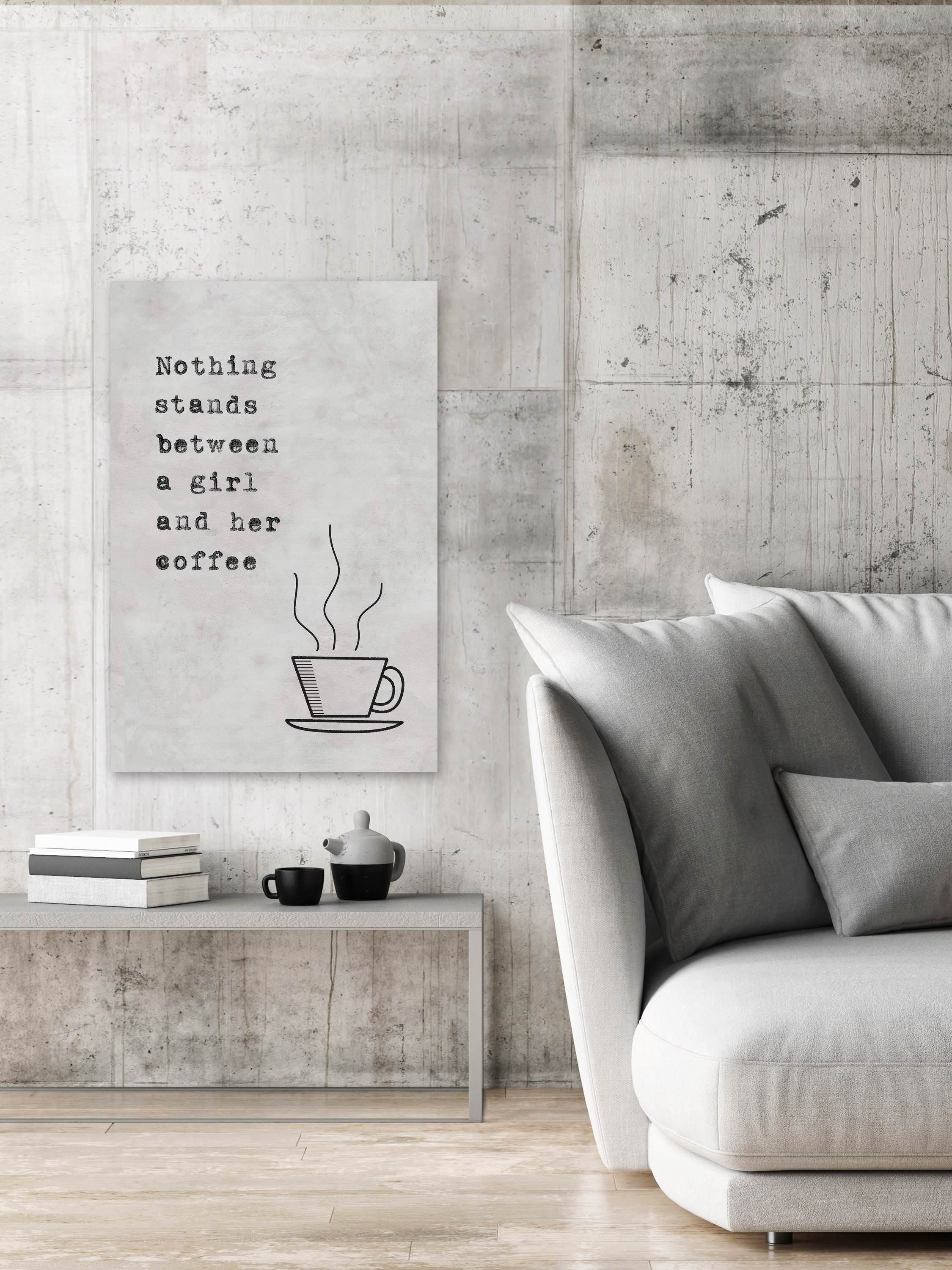 Girl and Her Coffee Painting Print on Wrapped Canvas