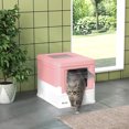 thumbnail image 2 of PawHut Enclosed Cat Litter Box with Scoop, Tray, Top Entry, Foldable, Pink, 2 of 10