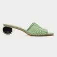 thumbnail image 2 of XYD Women Raffia Mesh Open Square Toe Mules Slip-on Low Chunky Heel Slides Sandals Casual Dress Shoes Backless Style Size 7 Green, 2 of 4
