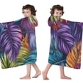 thumbnail image 4 of Colorful Leaf Pattern Hooded Bath Towel，60"x35" for Ages 3 To 12 Kids, Quick Dry Lightweight Soft Microfiber Hood Beach Towel Cover Up for Kids, 4 of 7