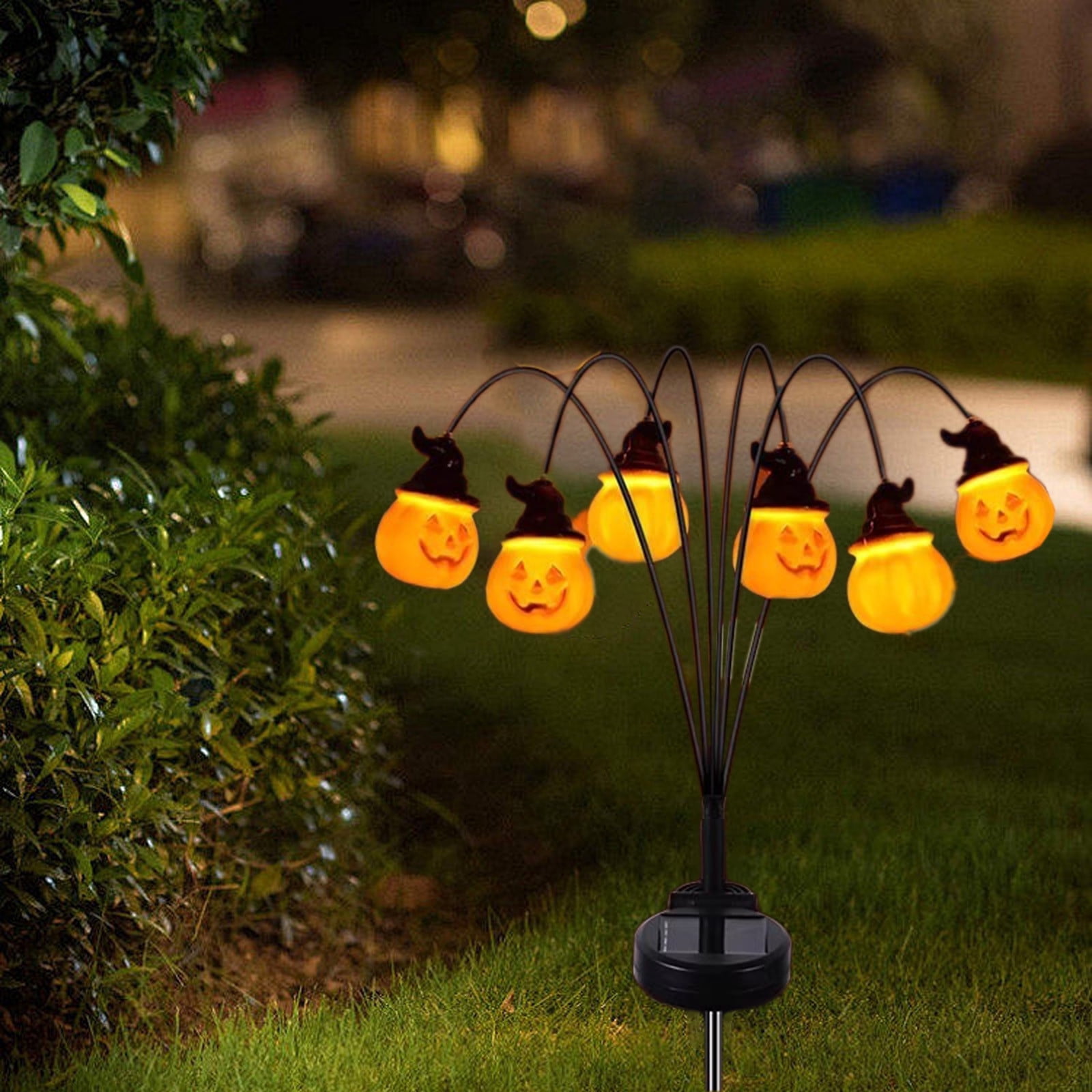 FEOLGEHLY Halloween Pumpkin Solar Lights Outdoor Waterproof, Pumpkin Solar Lights for Outside Thankgiving Decor, 6 LED Orange Pumpkin Swaying Lamps for Garden Decor, Yard, Lawn, Party Decorations