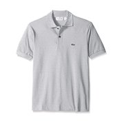 LACOSTE Mens Gray Logo Graphic Classic Fit Button Down Cotton Polo S