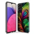 thumbnail image 3 of MUNDAZE Samsung Galaxy A22 5G Neon Rainbow Glow Peacock Feather Shockproof Clear Hybrid Protective Phone Case Cover, 3 of 5