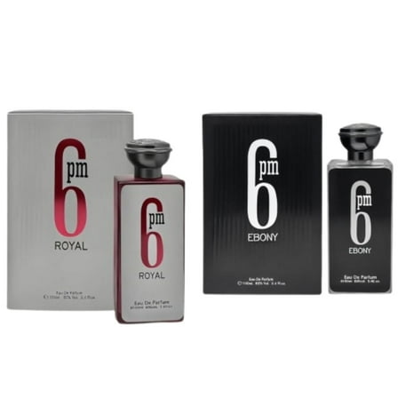 Men’s Cologne Gift Set – 6PM Ebony & 6PM Royal Eau de Parfum – 2 x 3.4 oz (100ml) Sprays – Citrus Spicy & Woody Ambergris – Luxury Daily & Evening Scents