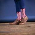 thumbnail image 4 of Men's Checked Geometric Pattern Novelty Crew Socks, Size 8 to 13, Red / White, 4 of 7