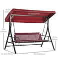 thumbnail image 3 of Outsunny 3 Person Porch Swing Bed with Adjustable Canopy Red, 3 of 10
