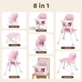 thumbnail image 2 of AILEEKISS 8 in 1 Baby High Chair, Toddler Dining Booster Seat for Eating, Pink White, 2 of 11