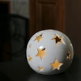thumbnail image 3 of Northlight LED Lighted Laser Cut Stars Ceramic Christmas Sphere - 4.75" - White, 3 of 3