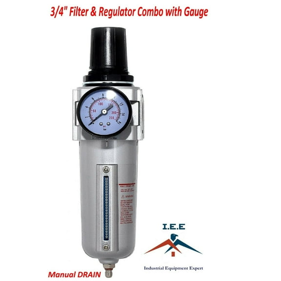 3/4" Air Compressor Regulator & Filter Combo w/ Gauge