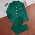 thumbnail image 6 of Pxiakgy Matching Family Christmas Pajamas Set, Silk Satin Long Sleeve Button Down Comfy Loungewear for Couples, Men, Women, Kids Christmas Satin Pajamas for Family 2 Piece Green1 Dad Size:XL, 6 of 8