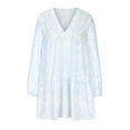 thumbnail image 3 of Qiopertar Robe Imprimée Bohème à Manches Longues et Col en V pour Femmes en Solde à Moins de 5$ en Solde, 3 of 7