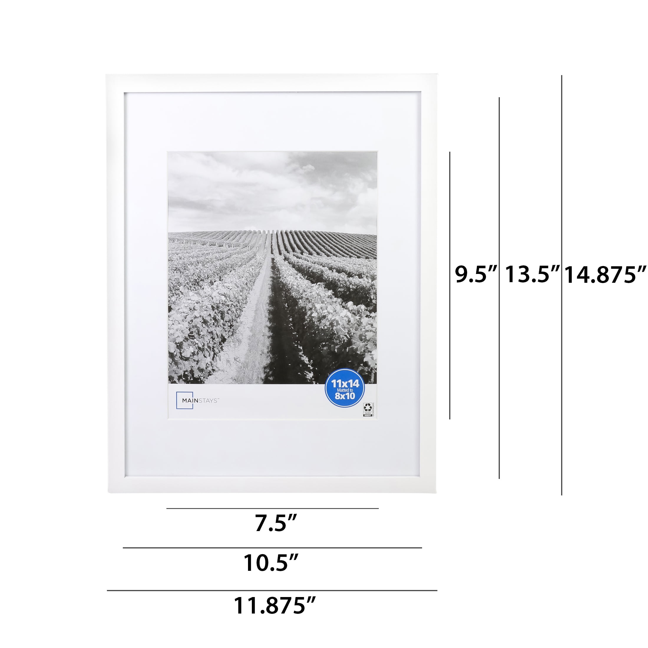 Mainstays 11x14 Matted to 8x10 Linear Gallery Wall Picture Frame, Set of 4, White