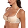 thumbnail image 5 of Curyon Women's Lightly Padded Floral Lace Demi Wide Straps Underwire Balconette Bra,38DDD, 5 of 6