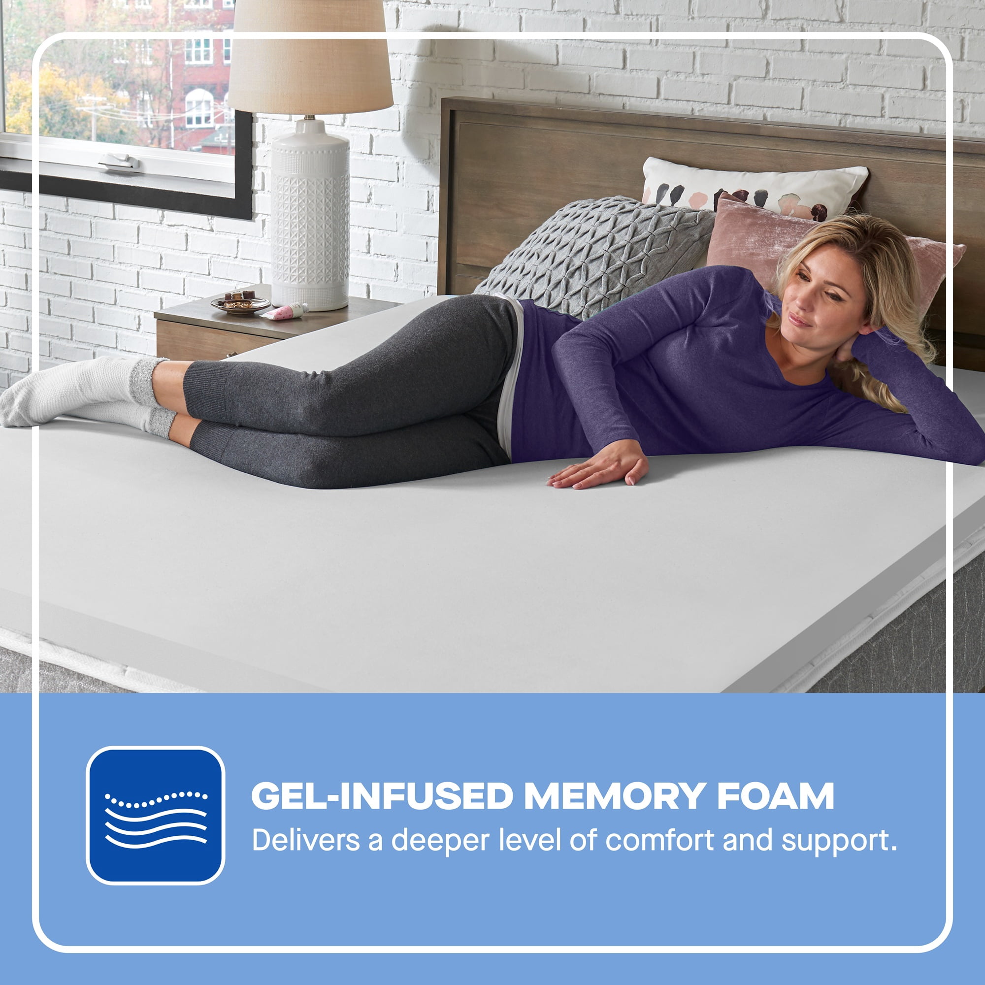 Sealy Essentials 2" Gel-Memory Foam Mattress Topper, Full, Adult