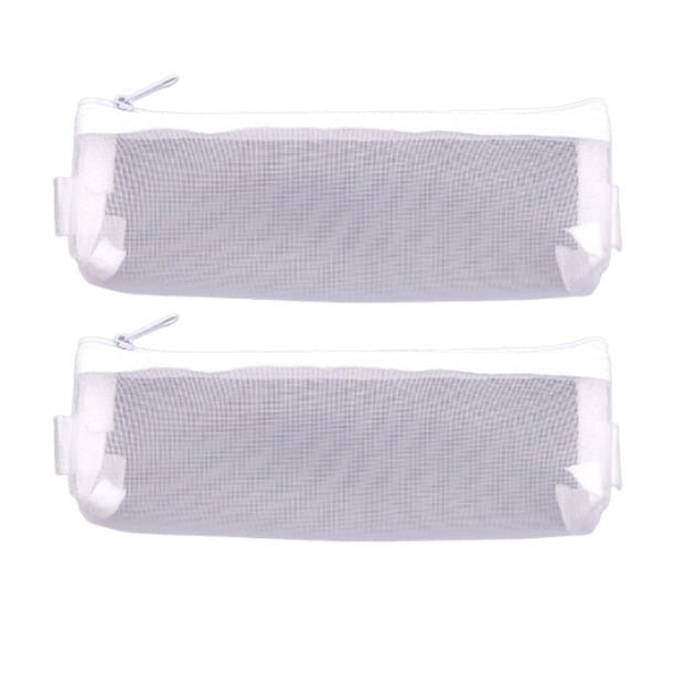 Bolsa de malla de colores para bolígrafos, 2 unidades, con cremallera, transparente, multifuncional, organizador de lápices, papelería, suministros de oficina y cosméticos.