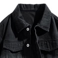 thumbnail image 5 of Men's Denim Jackets Solid Color Lapel Button Down Retro Loose Casual Jeans Jackets Trucker Coat, 5 of 6