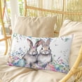 thumbnail image 4 of Bunny Easter Pillow Covers, Linen Long Throw Pillow Case, Eucalyptus Leaves Spring Floral Eggs Weeping Holiday Pillow Protector Decorative Cushion Cover for Living Room/Bedroom 20" x 30", 4 of 8
