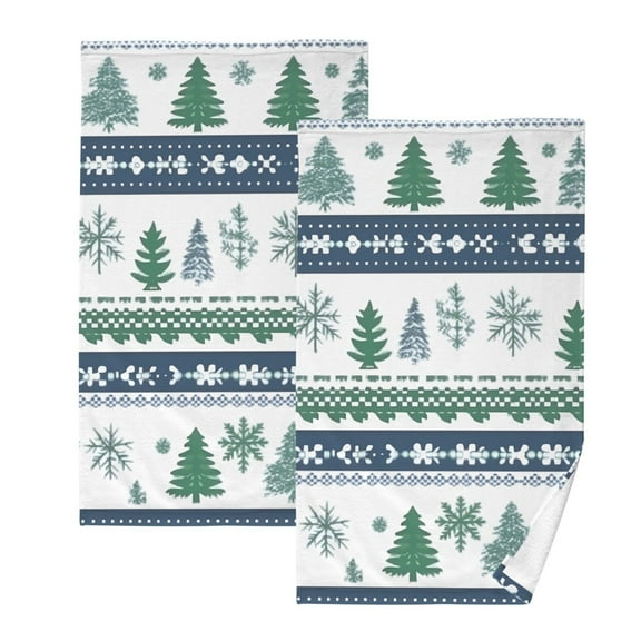 Ryvnso Winter Christmas Snowflake Cotton Hand Towels Sets Face Towel 2 PCs Bathroom Decorative