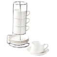 thumbnail image 1 of 4 tazas de café de cerámica con platillo y rejilla, tazas de café con leche multifuncionales Blanco, 1 of 9