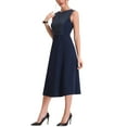 thumbnail image 4 of INSPIRE CHIC Women's Striped Crew Neck Sleeveless Midi Work  Dress XS Dark Blue, 4 of 7