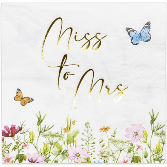 Gift Boutique 100 Pcs Floral Wildflower Cocktail Beverage Napkins