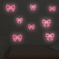 thumbnail image 5 of 3PCS Glow in The Dark Pink Bow Wall Stickers Pink Bow Knot Wall Decals Watercolor Room Mural Stickers for Valentine's Day Girls Party Home Bedroom Nursery, 5 of 7