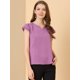 thumbnail image 2 of Camiseta Manga Tulipán Cuello En V Básico Para Mujer Morado rojizo oscuro M, 2 of 6