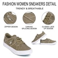 thumbnail image 3 of JENN ARDOR Women's Fashion Sneakers Classic Canvas Shoes Slip On Low Top Lace Up Casual Flats Perforated Lightweight Splicing Zipper Shoes, 3 of 9
