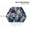 thumbnail image 2 of Honeii Abstract Blue Squares print Leather Coaster Set of 4, ideal for safeguarding your furniture from drinks spills and effortless cleanup-Hexagon, 2 of 6