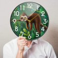 thumbnail image 4 of GZHJMY Tropical Cute Sloth on Tree Branch Round Wall Clock, 9.5 Inch Silent Battery Operated Quartz Analog Quiet Desk Clock for Home,Office,School, 4 of 7