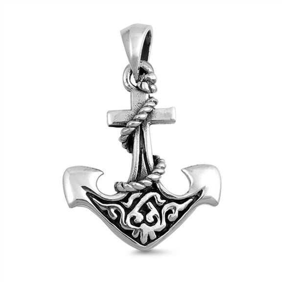 Sterling Silver Ornate Anchor Pendant Elegant Rope Nautical Ocean Charm 925 New Jewelry Female