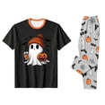 thumbnail image 4 of Halloween Pajamas Set for Family Castle Candy Crew Neck Horror Pajamas Skeleton Ghost Spooky Wide Leg Loungewear, Men:XL, 4 of 7