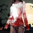 thumbnail image 2 of Women's Long Sleeve Basic T Shirts Tees Halloween Print T-Shirt Tops, 2 of 5
