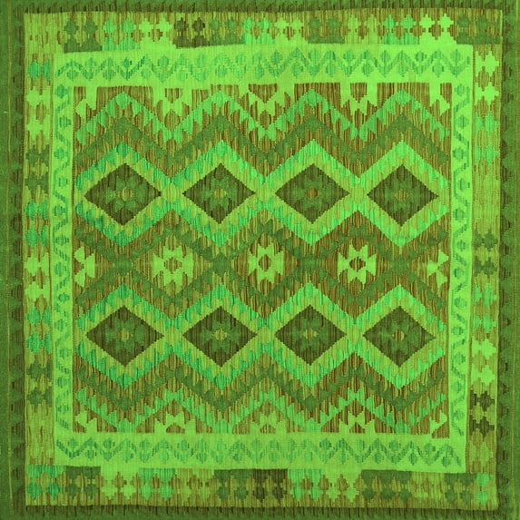 Ahgly Company Indoor Square Southwestern Green Country Area Rugs, 5' Square