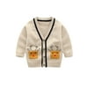 Baby Girls V-Neck Button Down Cartoon Print Warm Cardigan Sweater