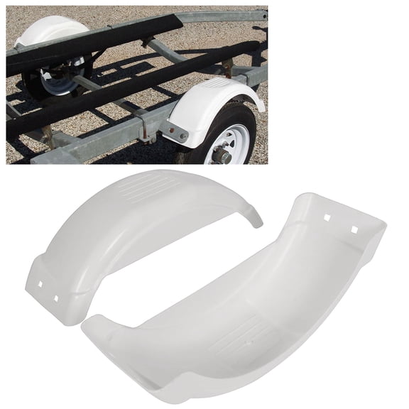Kojem Pair of Two Single-Axle Trailer Fenders with Skirt Fits 8" 9" 10" 11" 12" Wheels Top Step Skirt Boat Polyethylene