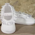 thumbnail image 3 of Baby Girls White Mate Satin Pleated Ribbon Christening Shoes 3 Baby, 3 of 3