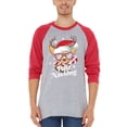 thumbnail image 2 of Shop4Ever Men's Feliz Navidog Navidad Dog Santa Chihuahua Raglan Baseball Shirt XX-Large Black/White, 2 of 4
