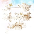 thumbnail image 4 of MasteelfCA 5PCS Pearl Crystal Beads Hair Comb Hairpins Set Rhinestone White Flower Hollow Leaf Bridal Jewelry Set for Party Wedding, 4 of 7